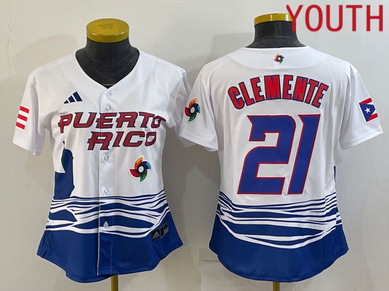 Youth 2023 World Cub Puerto Rico #21 Clemente White MLB Jersey9